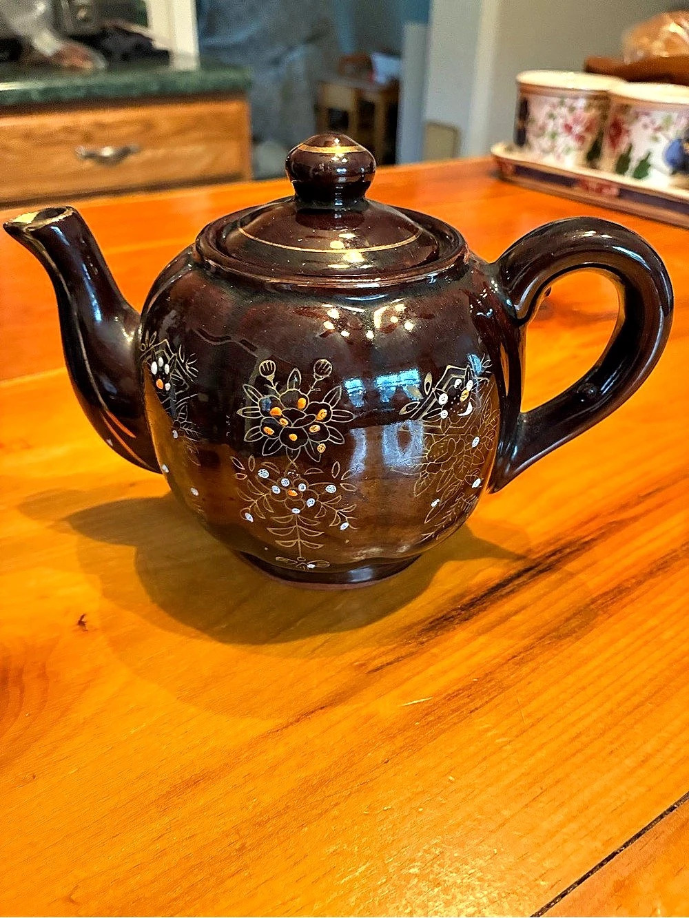 Vintage Japanese Moriage Redware Ceramic Teapot